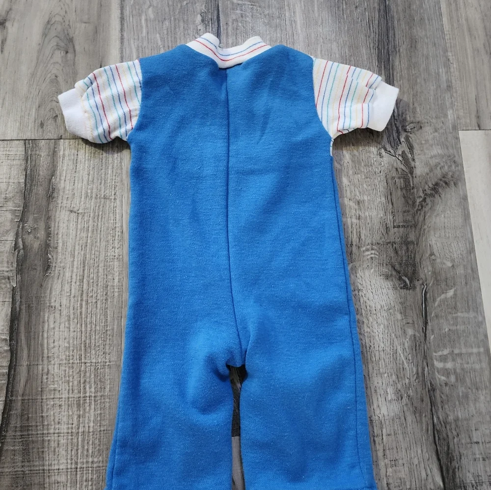 health-tex  Vintage 1980 Blue and White Infant Romper